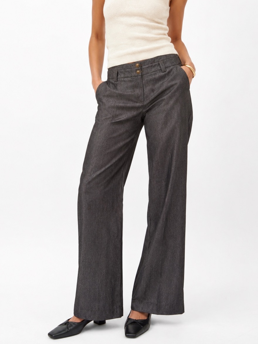 Anthropologie Elevenses Shimmer Grey Trouser